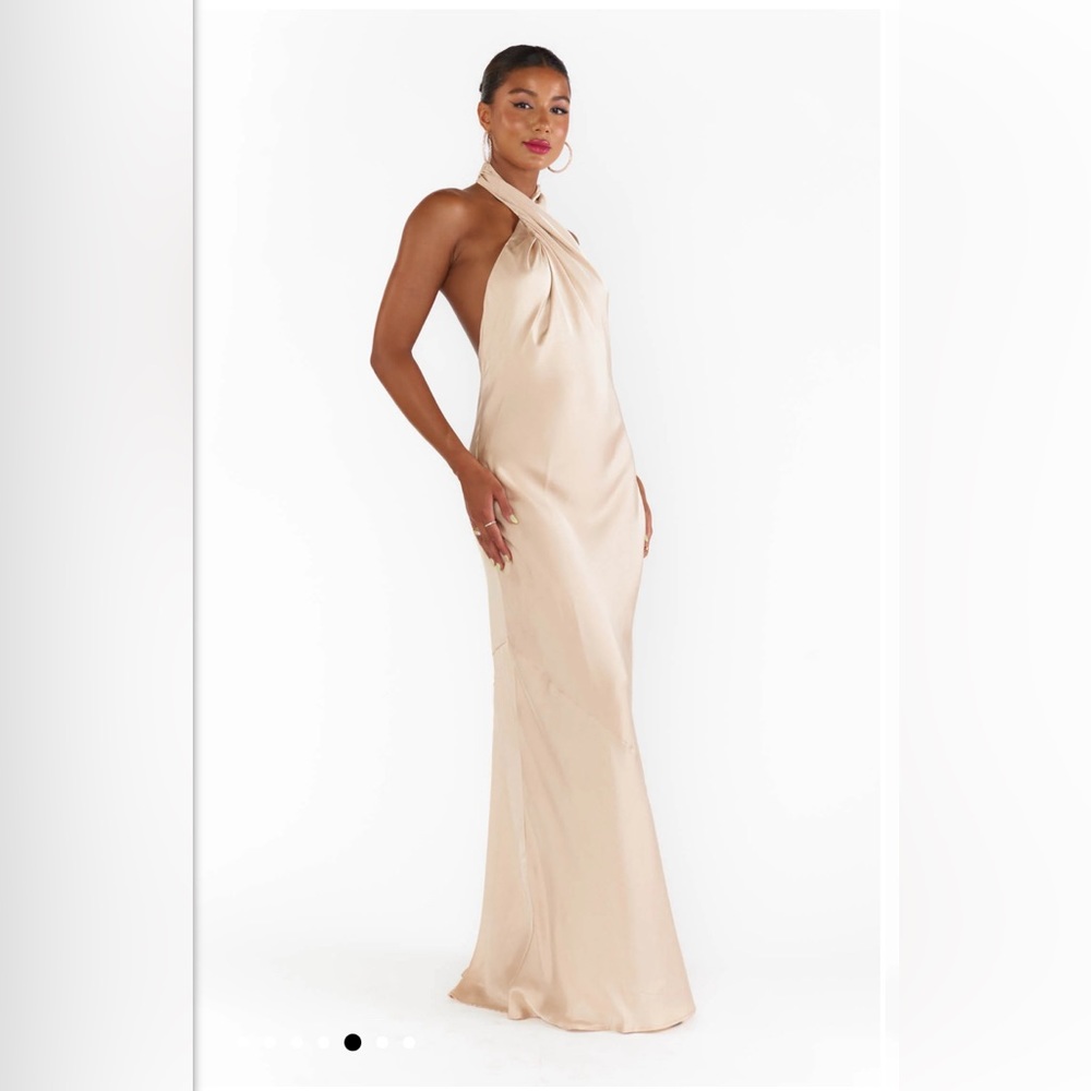 Show me your Mumu jasmine Halter Maxi Dress ~ Champagne Luxe Satin